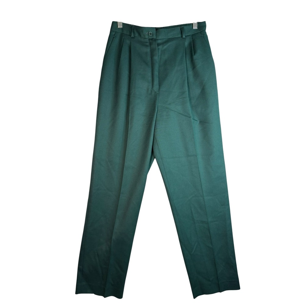 Pendleton Green 100% Virgin Wool Pleated Trousers Pants Petite‎ 10 Vintage USA